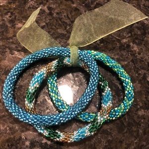 Glass bead roll on bracelets from Nepal